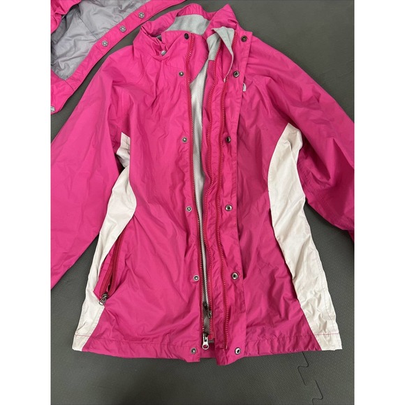 Girls The North Face Pink Grey Hooded HyVent Raincoat Windbreaker Child LG 14/16 - Picture 10 of 12